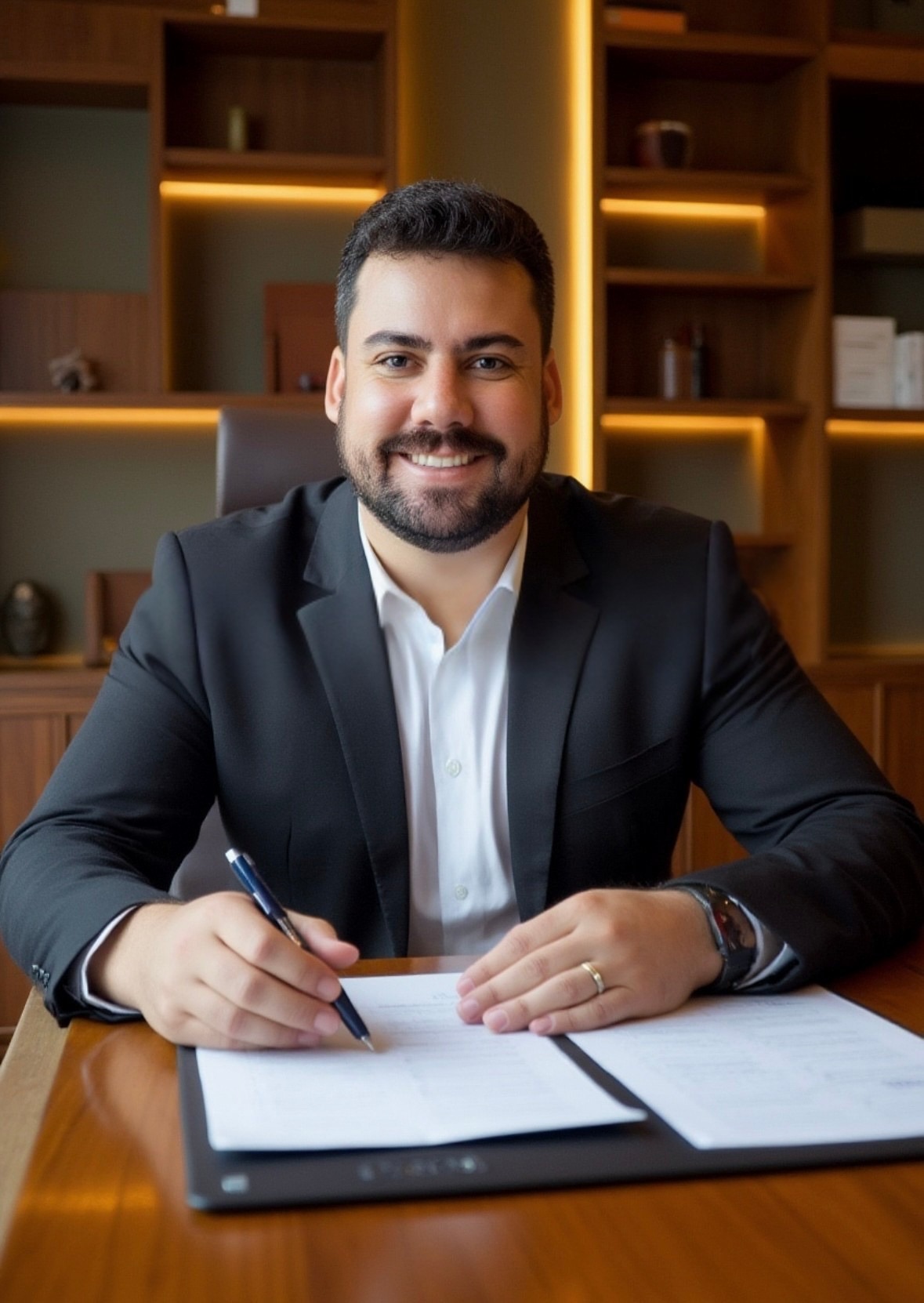 Diego Mauro em atendimento personalizado no escritório